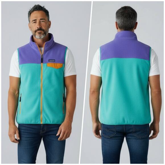 Patagonia | Men | Synchilla Snap-T Retro Colorblock Cozy Fleece Vest | Large - Picture 13 of 14